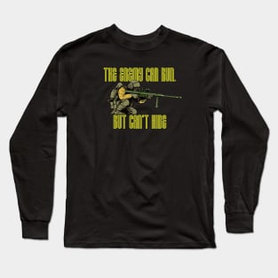 The Enemy Can Run, But Can't Hide: Marksman Soldier Gun 50 BMG Long Sleeve T-Shirt